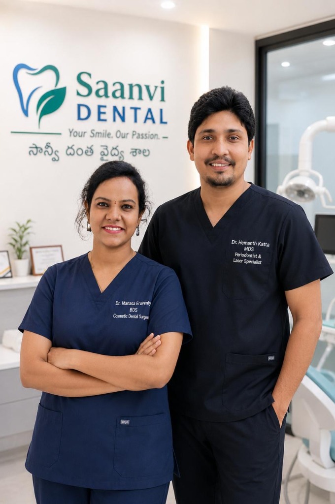 Dr. Hemanth Katta MDS and Dr. Manasa Eruventy BDS — Lead Dental Specialists at Saanvi DENTAL clinic, Hastinapuram